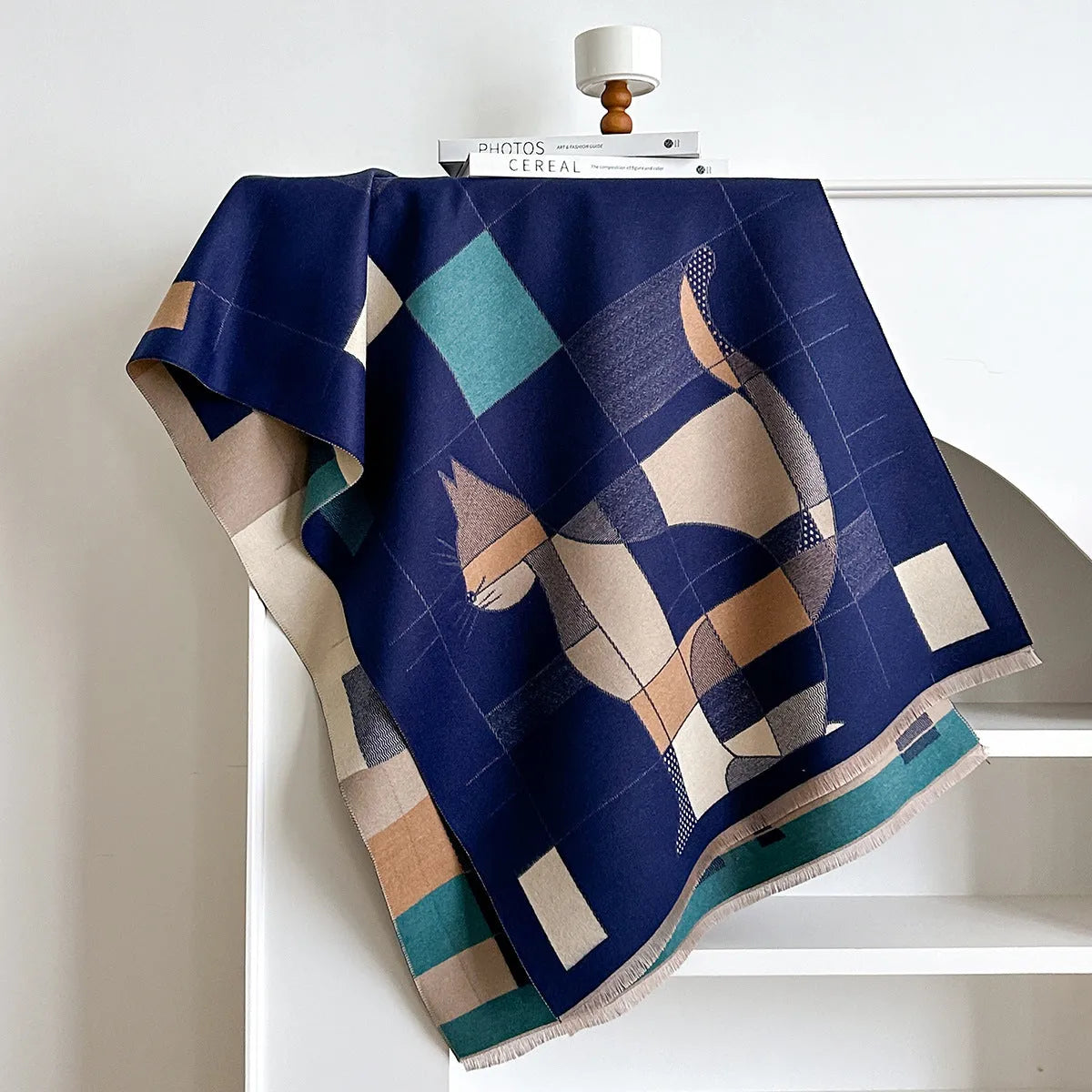 Mid-length 185cm polyester imitation cashmere scarf in eight autumn colours