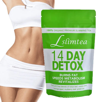 14-day herbal detox diet tea pack with 42g blend and 14 individual 3g sachets