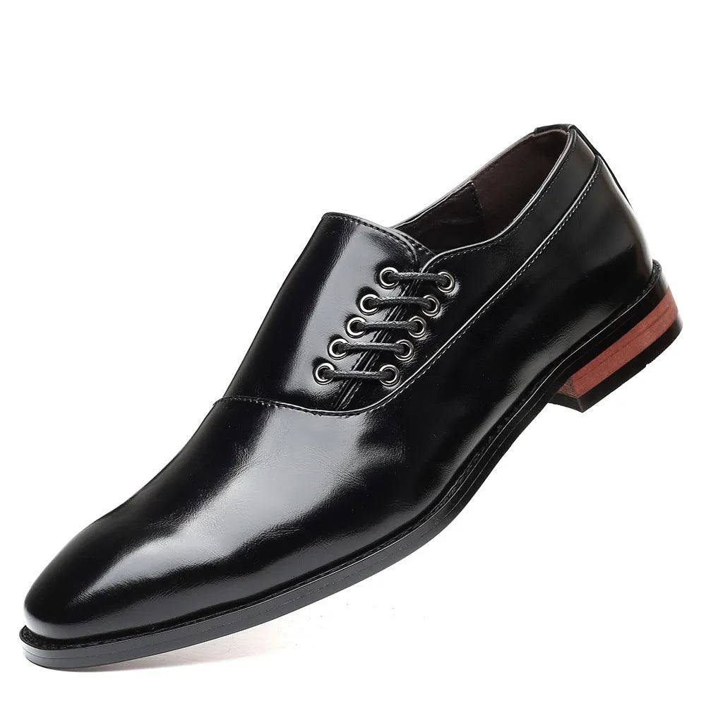 Men's business formal shoes in black, wine red or yellow, breathable PU upper, sizes 38 to 48
