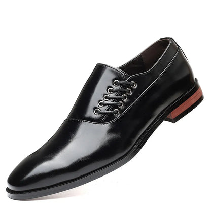 Men's business formal shoes in black, wine red or yellow, breathable PU upper, sizes 38 to 48