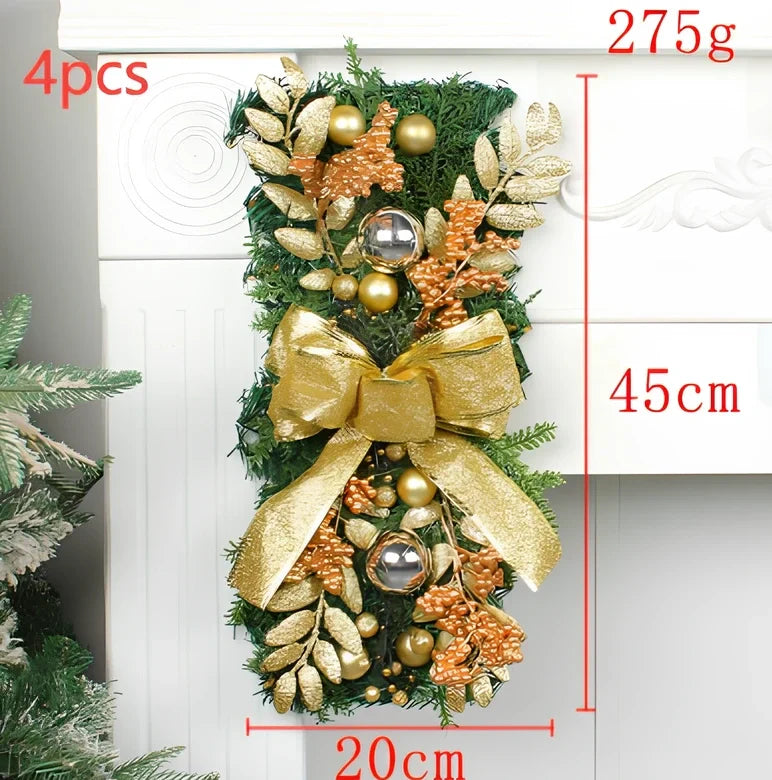 Red upside down glowing Christmas tree plastic door curtain pendant, 100-150cm height, lightweight hanger for holiday decor