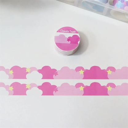 Japanese paper washi tape with stars and clouds decorative border design