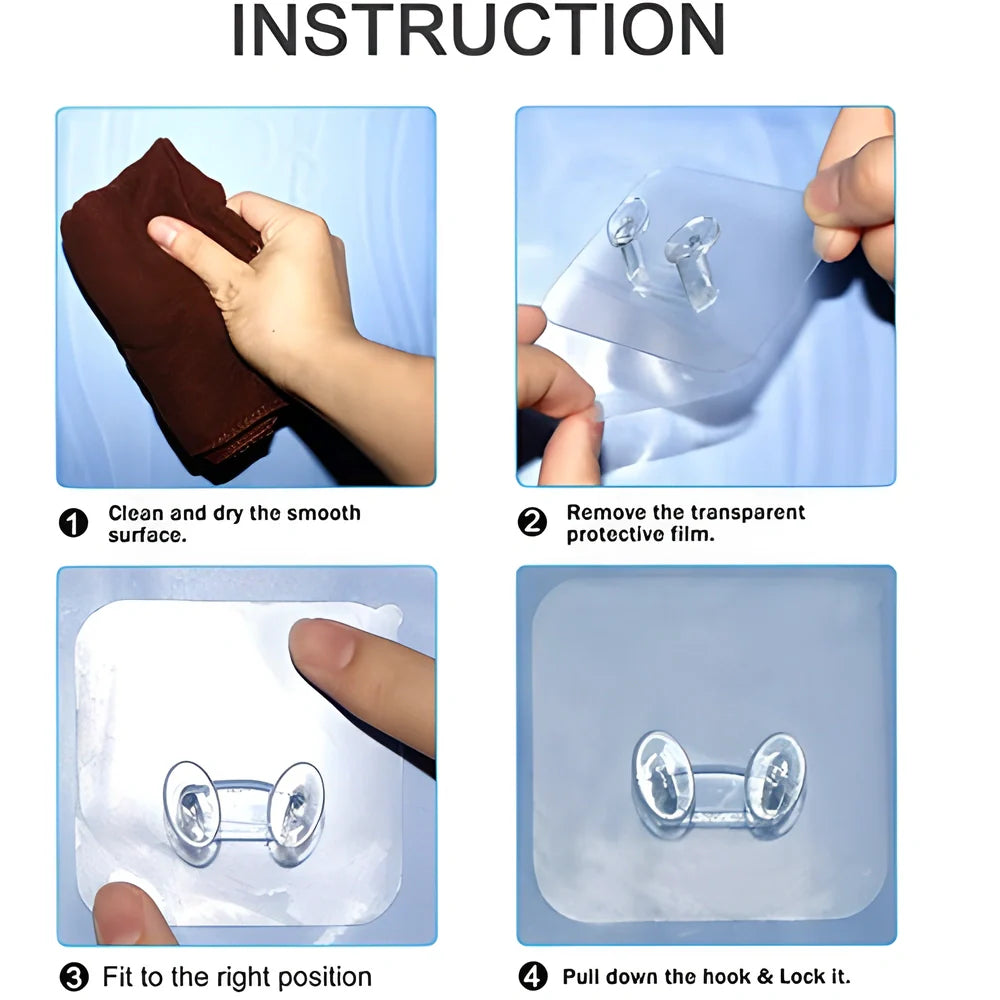 Double-Sided Adhesive Hooks - Versatile, Reusable, and No Drilling Required