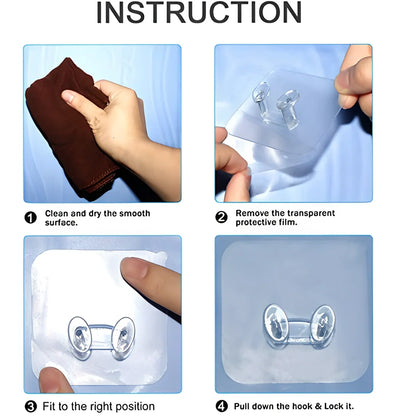 Double-Sided Adhesive Hooks - Versatile, Reusable, and No Drilling Required