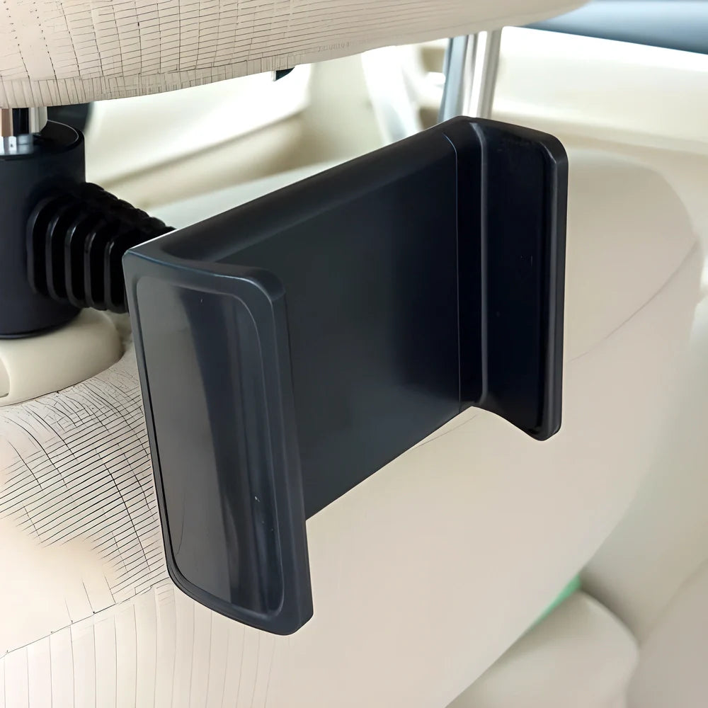 Adjustable 360-degree rotating car headrest mount for tablets, smartphones, and Nintendo Switch devices