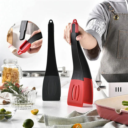 3-in-1 silicone food clip spatula for frying steak and pancakes