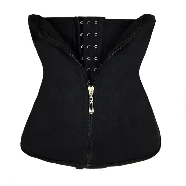 Neoprene belly band corset in black colour showing diving fabric texture and shaping design