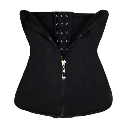 Neoprene belly band corset in black colour showing diving fabric texture and shaping design