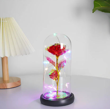 Little Prince Rose Glass Cover with 20cm diameter dome protecting plastic flower arrangement