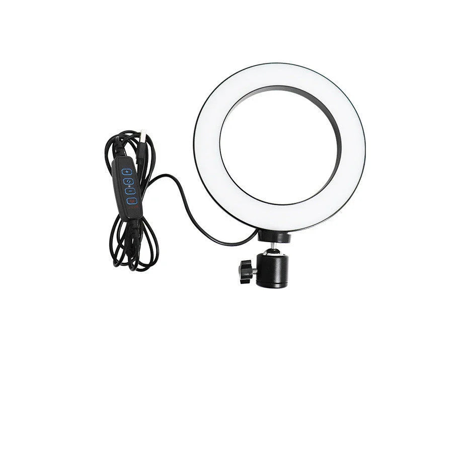 Compact clip-on studio lighting for video conferencing with circular design and adjustable swivel