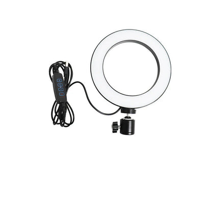 Compact clip-on studio lighting for video conferencing with circular design and adjustable swivel