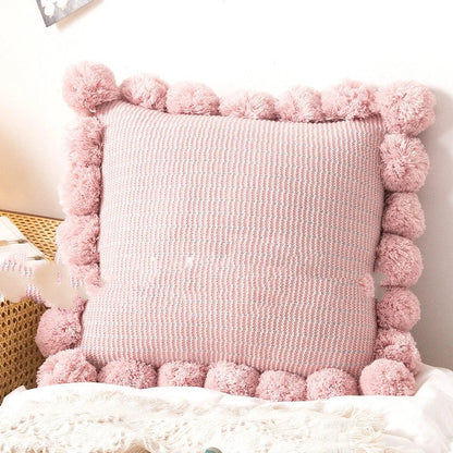 45cm square knitted throw pillow with removable cover in Nordic style