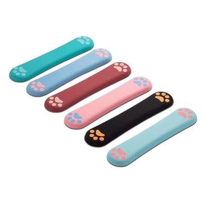 Memory foam keyboard wrist rest pad in six colours showing 46cm width and cloth surface