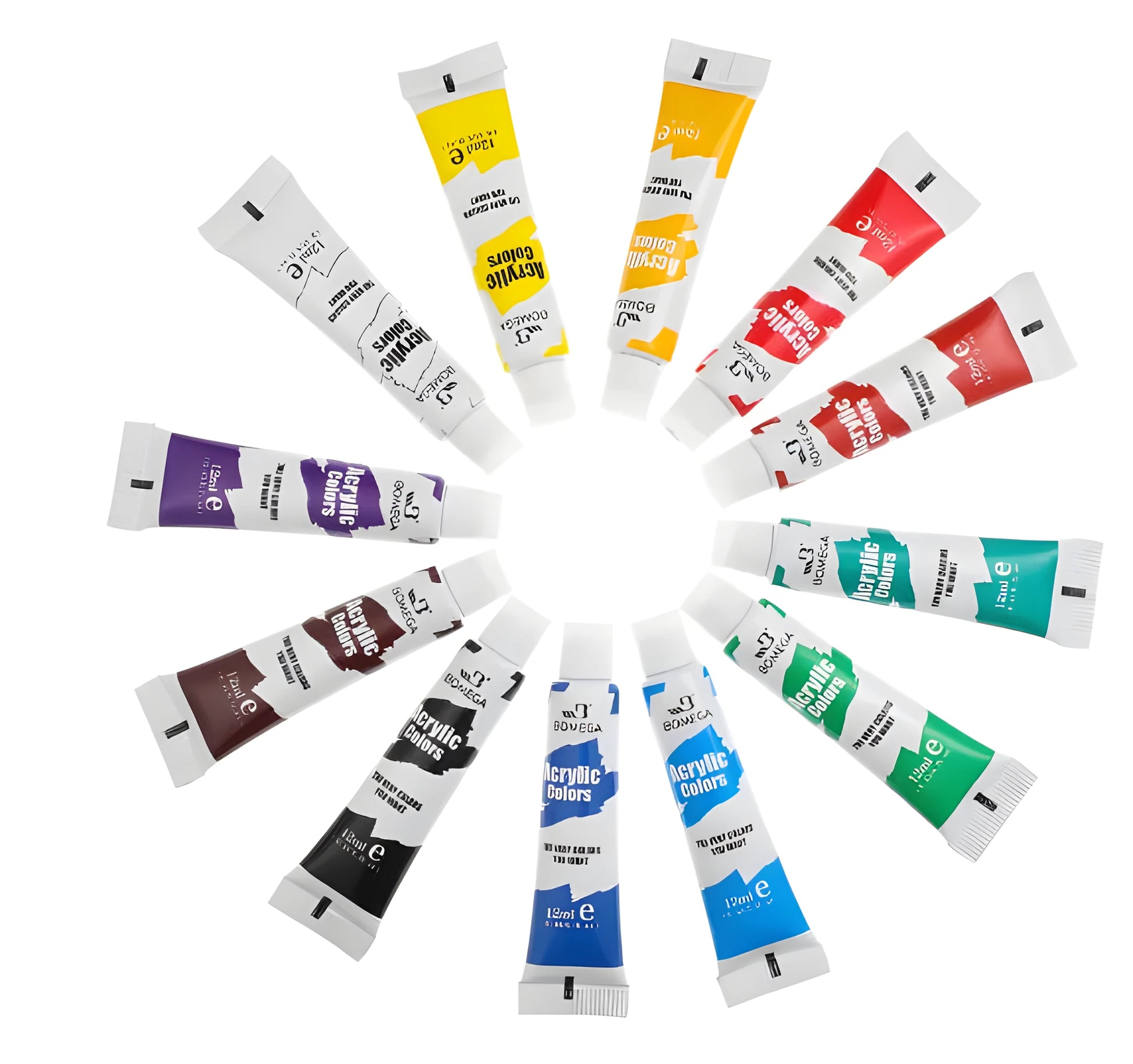 12-colour artist pigment set with tubes for acrylic, gouache, watercolour, oil painting, glass and textile techniques