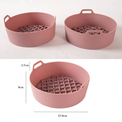 Reusable silicone air fryer pot liners in various colours and sizes