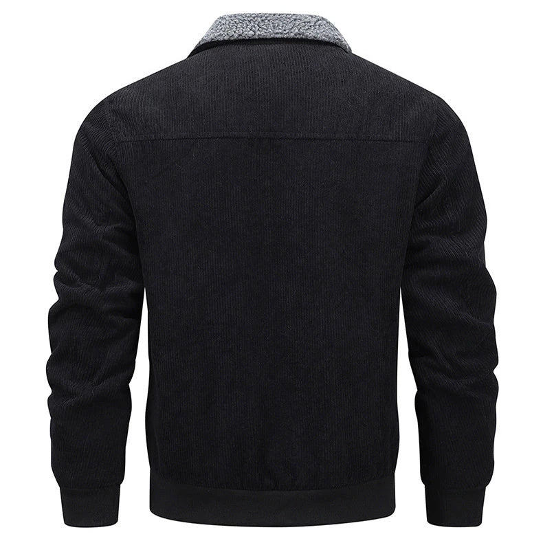 Premium men's fleece jacket with pockets, available in Khaki, Grey, and Black colors in sizes M to 8XL