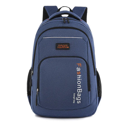 Black street-style nylon backpack with multiple front and internal organisational pockets and padded straps.