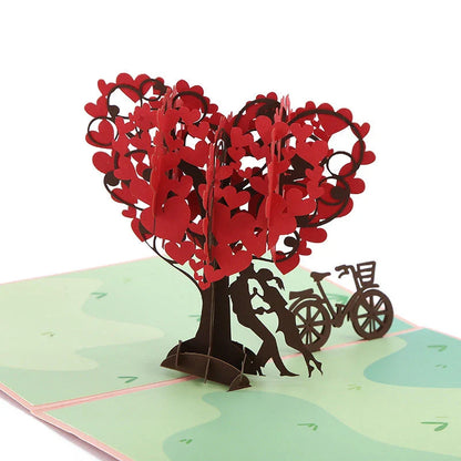 Exquisite 3D pop-up greeting cards for lovers, featuring a variety of romantic motifs like roses, landscapes, and couples.