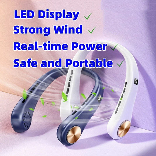 Portable Bladeless Hanging Neck Fan with Decentralized Air Outlet and Quiet Operation