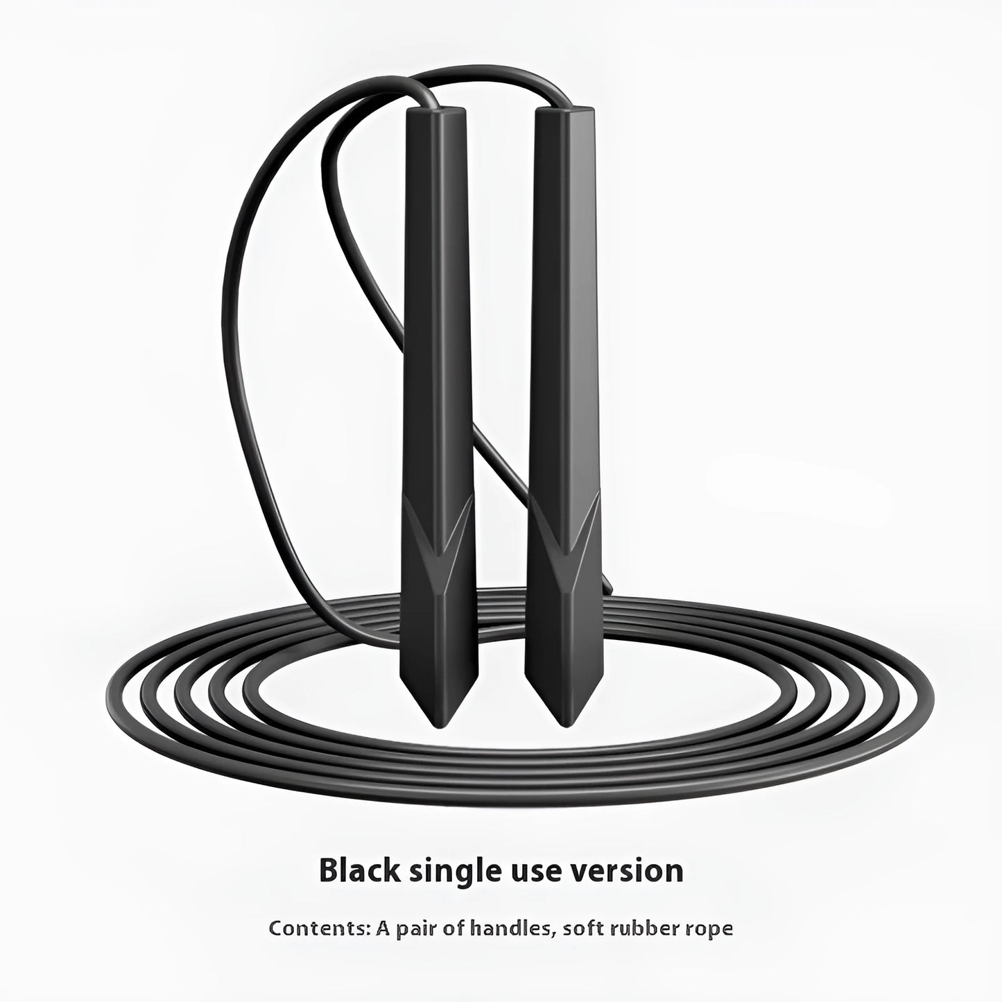 A blue plastic-handled skipping rope on a grey background, showing its 2.8-metre PVC cord length.