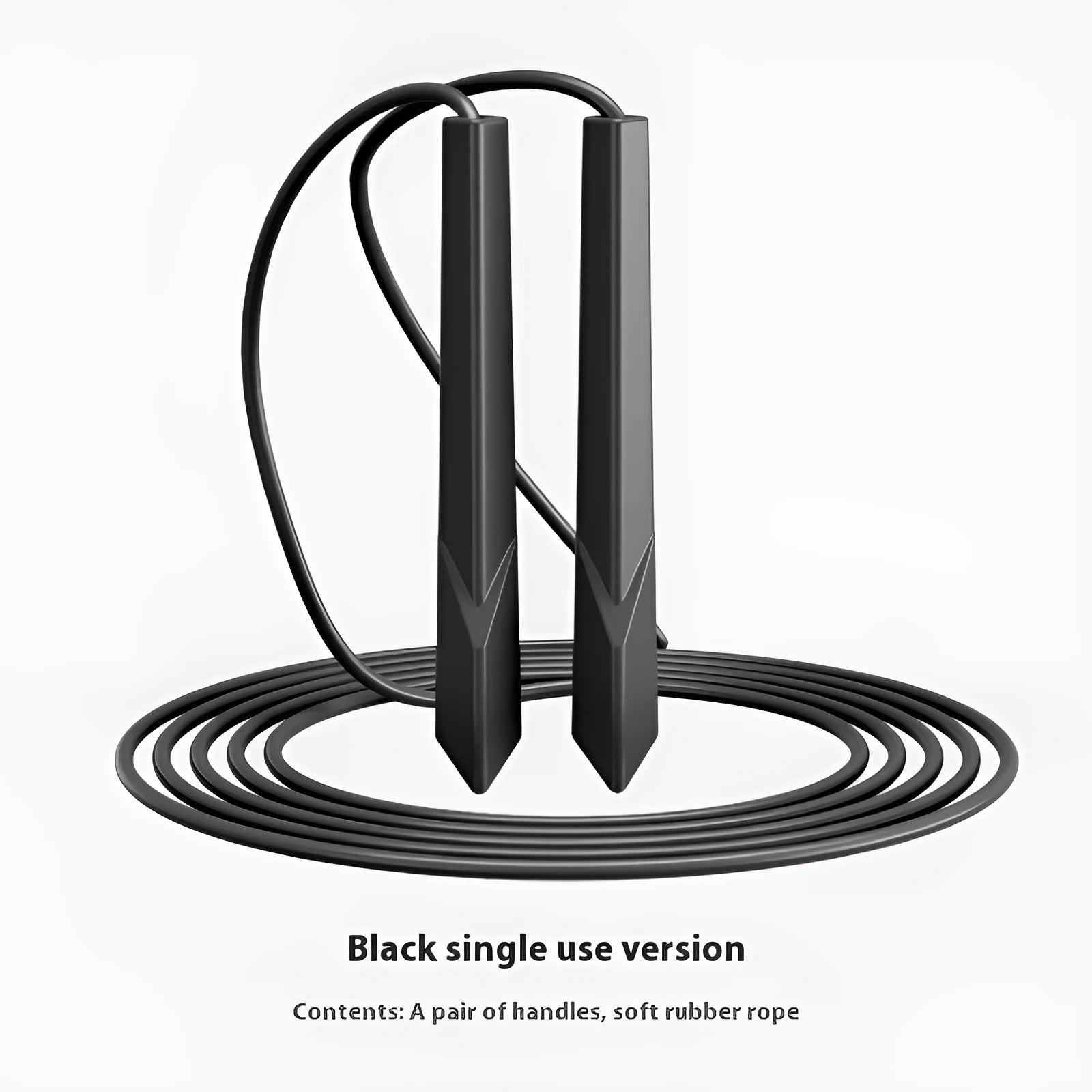 A blue plastic-handled skipping rope on a grey background, showing its 2.8-metre PVC cord length.