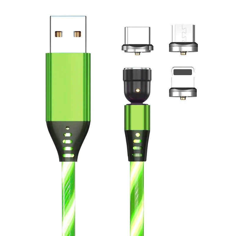 540 Rotate Luminous Magnetic Cable with LED lights and fast charging