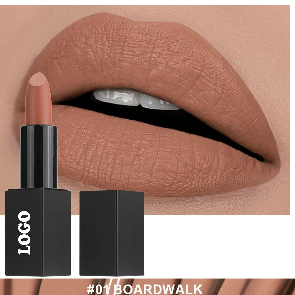 Beauty Does Not Fade waterproof matte lipstick in standard case with anti-discoloration technology