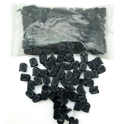 Black rubber tubeless valve, screw-on American mouth type for GM, with valve caps