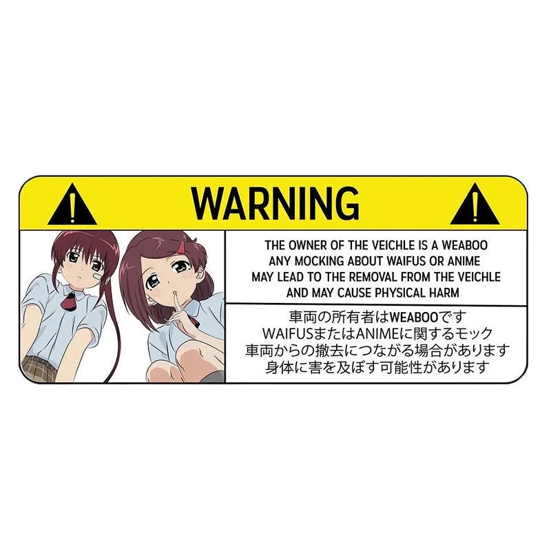 13cm humorous comic design car warning sticker on a vehicle bumper.