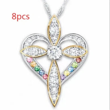 Elegant heart-shaped cross pendant necklace with adjustable chain, perfect for faith and fashion lovers.