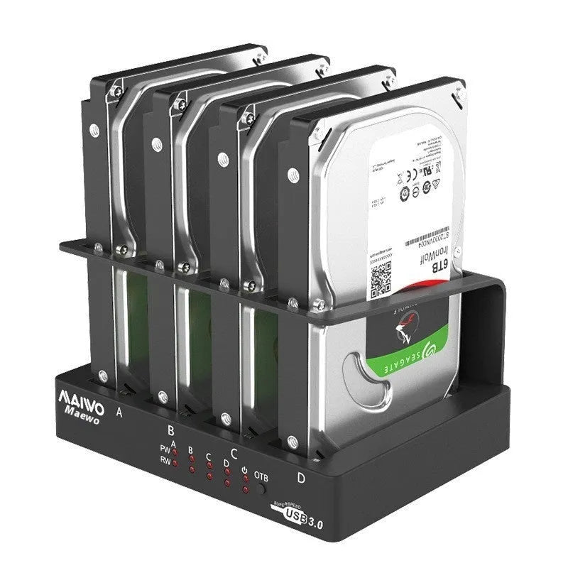 K305BU3S four-bay USB 3.0 external hard drive docking station for 2.5 inch SATA drives on a desk