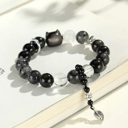 Silver stone crystal beaded bracelet with white, pink and navy blue diamond-cut crystals