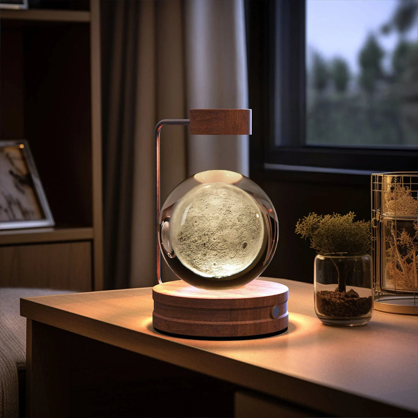 Crystal Ball Cosmic Dinosaur Indoor Night Light with USB Power and Warm Bedside Lighting