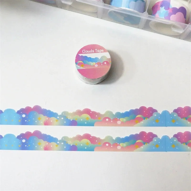 Japanese paper washi tape with stars and clouds decorative border design