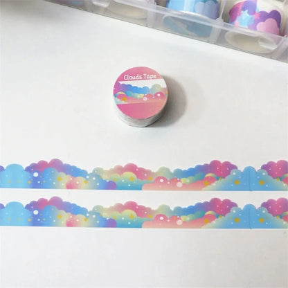Japanese paper washi tape with stars and clouds decorative border design