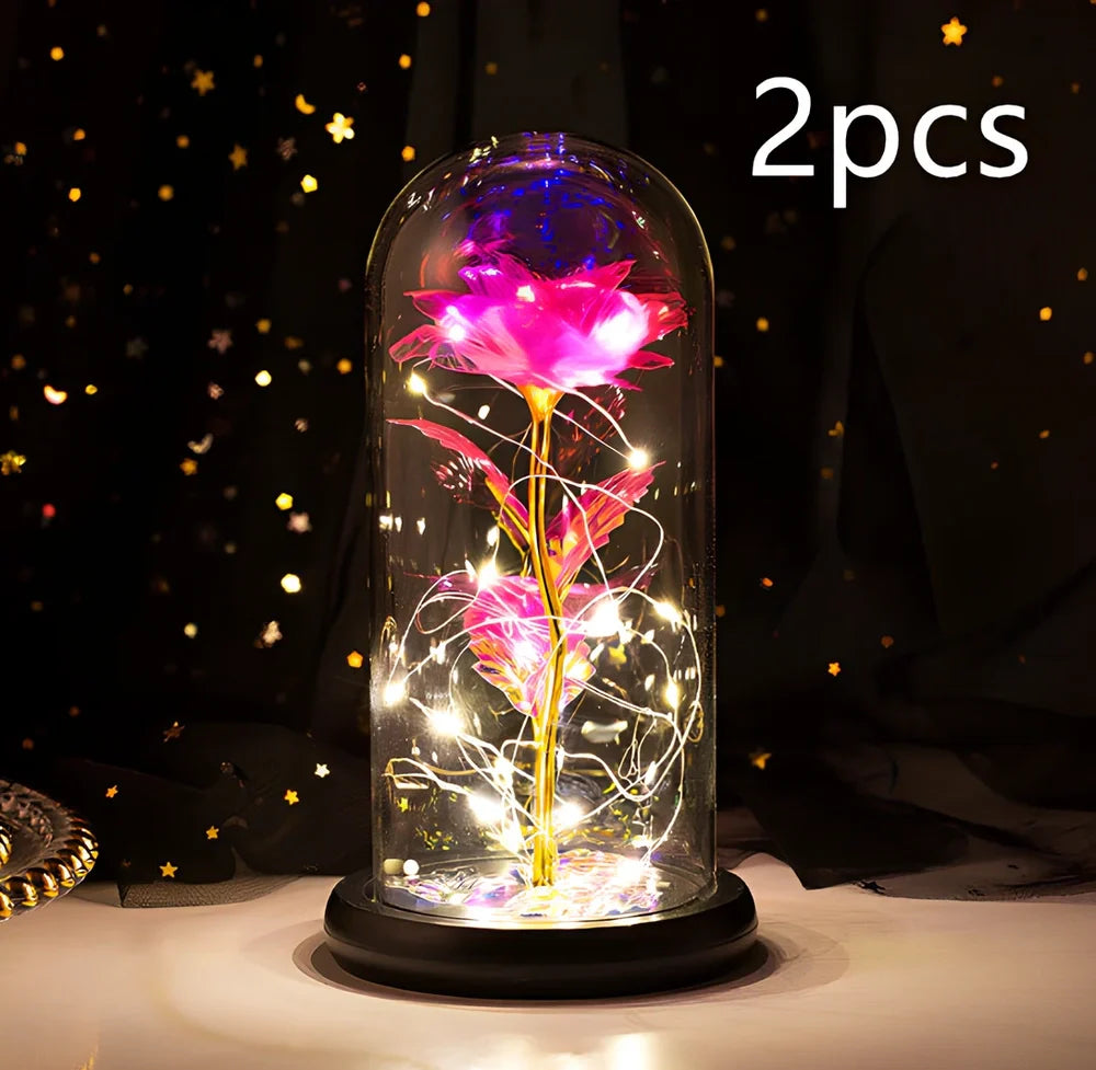 Little Prince Rose Glass Cover with 20cm diameter dome protecting plastic flower arrangement
