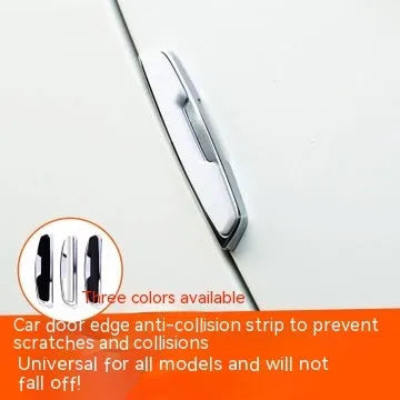 Car door side bumper strip decoration plastic silicone four-piece set in black for general automobile fitment, 9.5 cm by 2 cm anti-collision protection for vehicle exterior edges.