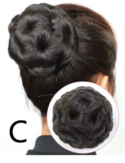 High temperature silk wig hair ring for short hair bun and nine flower ball head bridal costume styling