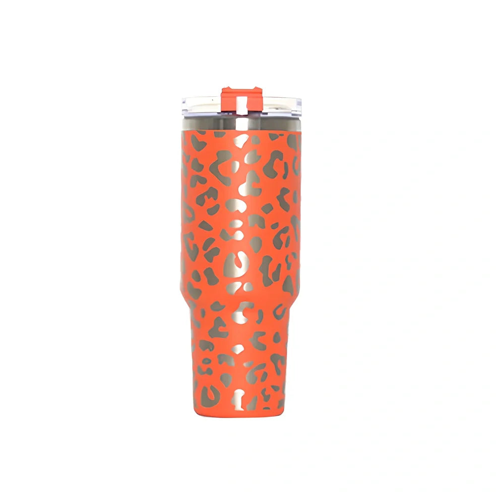 304 stainless steel vacuum cup with double-wall insulation showing 40oz capacity and 26cm height dimensions
