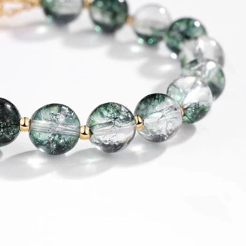 Small Design Crystal Bracelet with Green Ghost Beads for Women