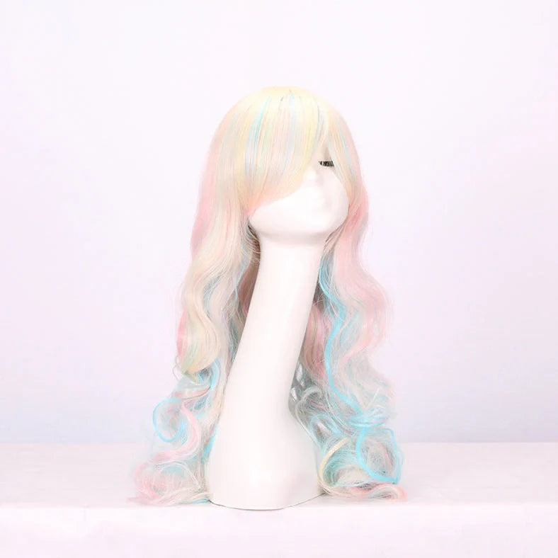 Double ponytail long curly wig with 45cm length and heat-resistant fibres for face shape modification