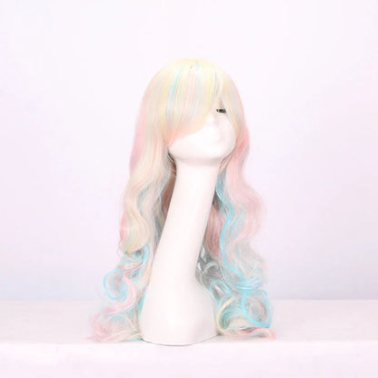Double ponytail long curly wig with 45cm length and heat-resistant fibres for face shape modification