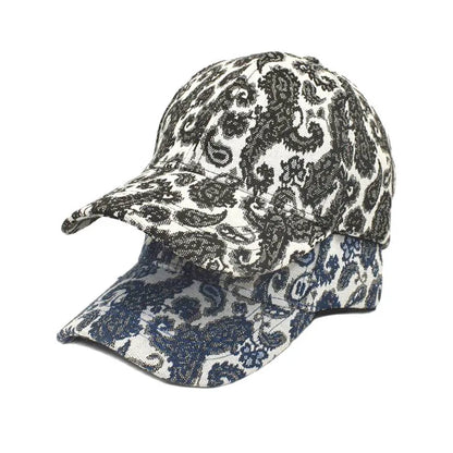 Paisley pattern printed baseball cap in medium 56-58cm size with polyester fabric