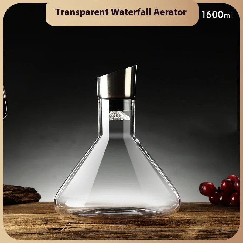 Elegant lead-free crystal glass wine decanter with iceberg-inspired design, enhancing the flavor and aroma of your favorite wines