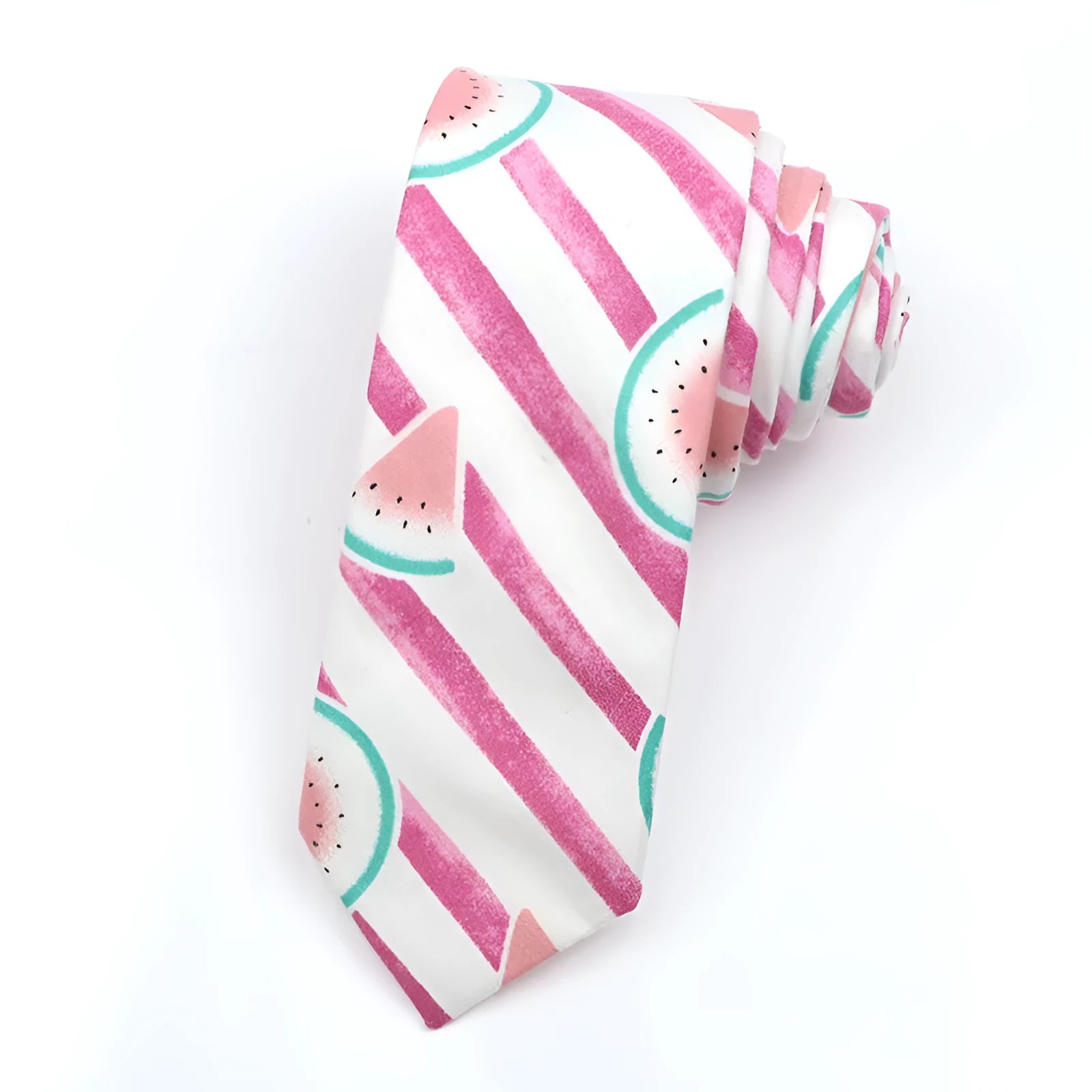 Korean style narrow men's cotton bow tie with a printed cartoon pattern on an adjustable fabric strap.
