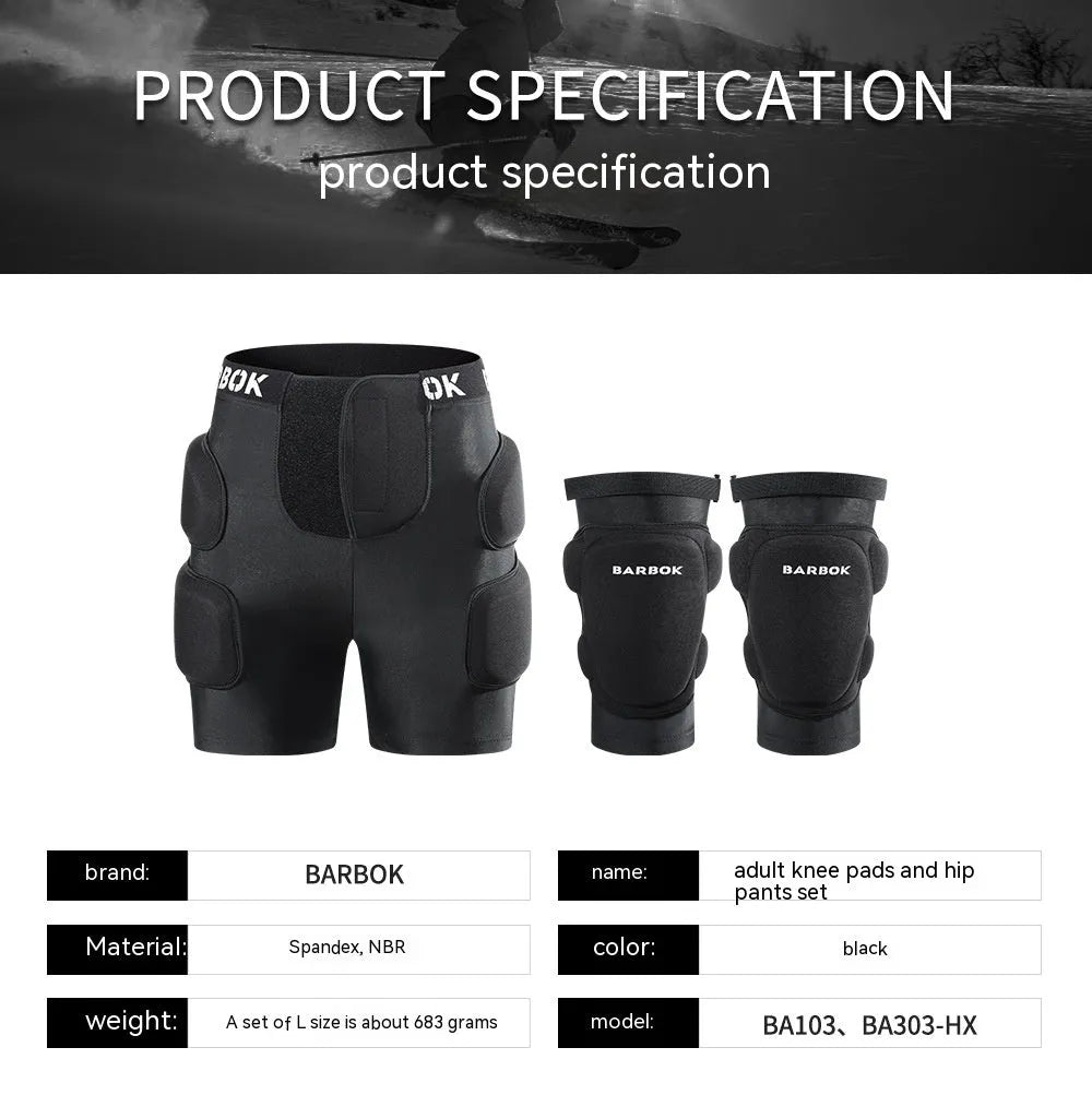 Black skateboarding hip protection pads made from spandex fabric with NBR foam padding