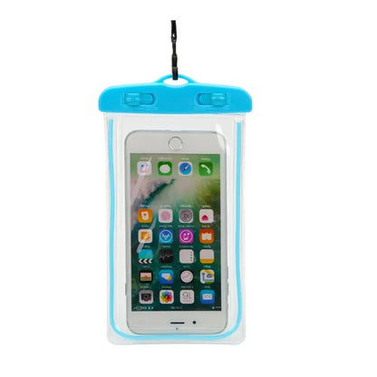 Transparent waterproof PVC phone case with luminous properties for outdoor sports protection