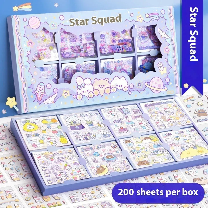 Sticker Goo card notebook with children's stickers in five colourful theme designs