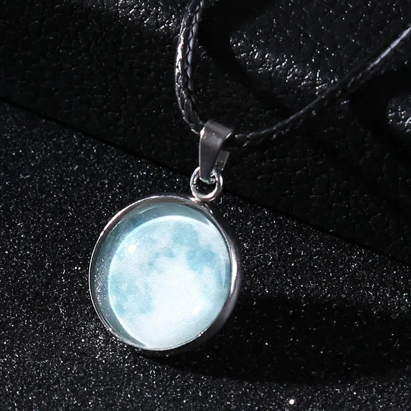 Time Stone luminous alloy necklace with constellation pendant and adjustable chain in various colours
