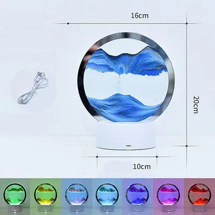 Creative 3D quicksand design table lamp with glass shade and USB power cord